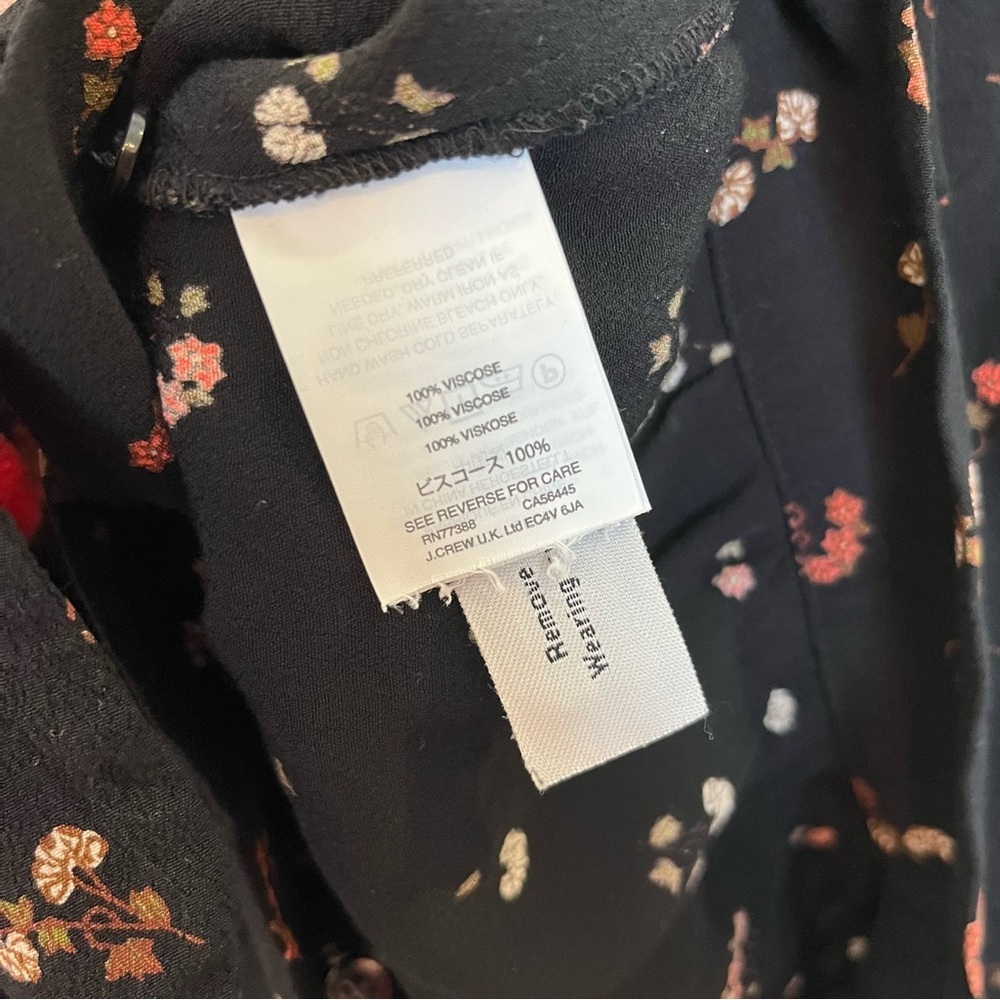 Madewell Black Dainty Floral Faux Wrap Side Tie Top Womens Medium 3/4 Sleeve - Picture 7 of 7